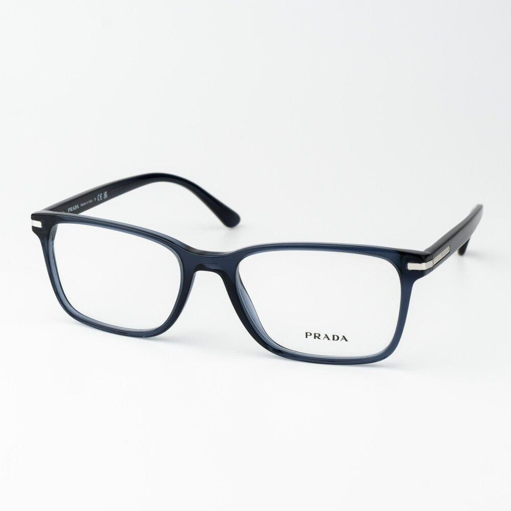 Prada Women Eyeglasses Blue Crystal Square Unisex Pr14wv 08q1o1 Brand New